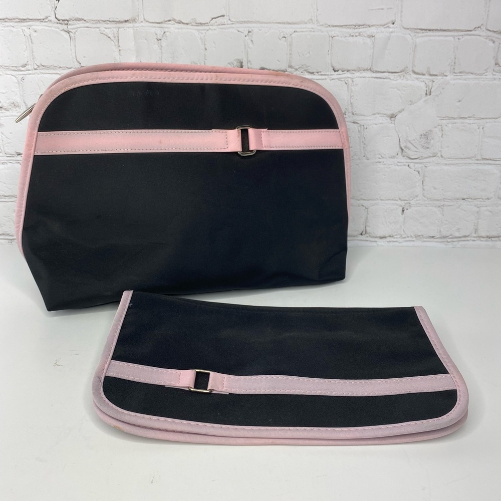 Lancome Black & Pink Zip Cosmetic Make-up Bag - Lot of 2
